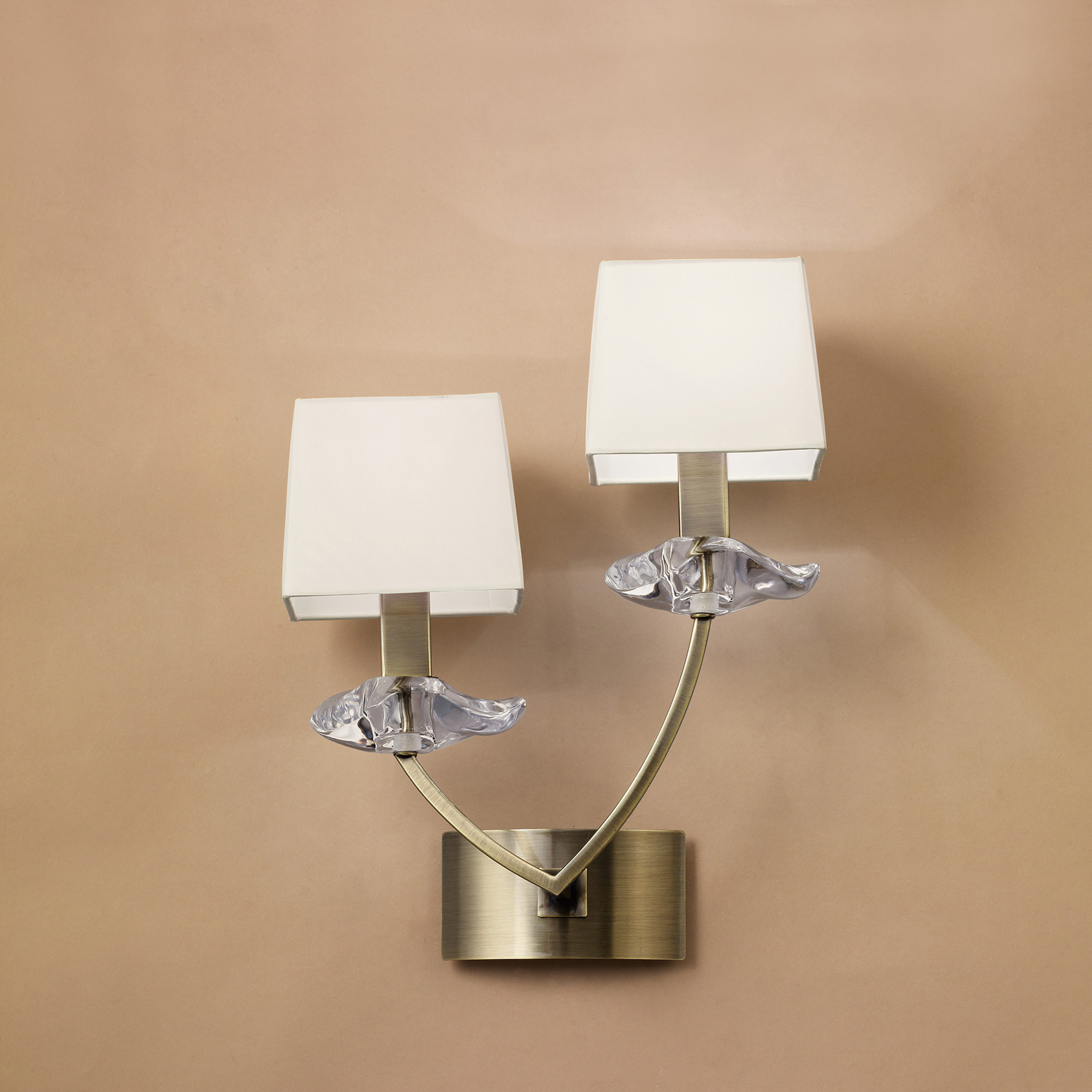 Akira Antique Brass-Cream Wall Lights Mantra Armed Wall Lights
